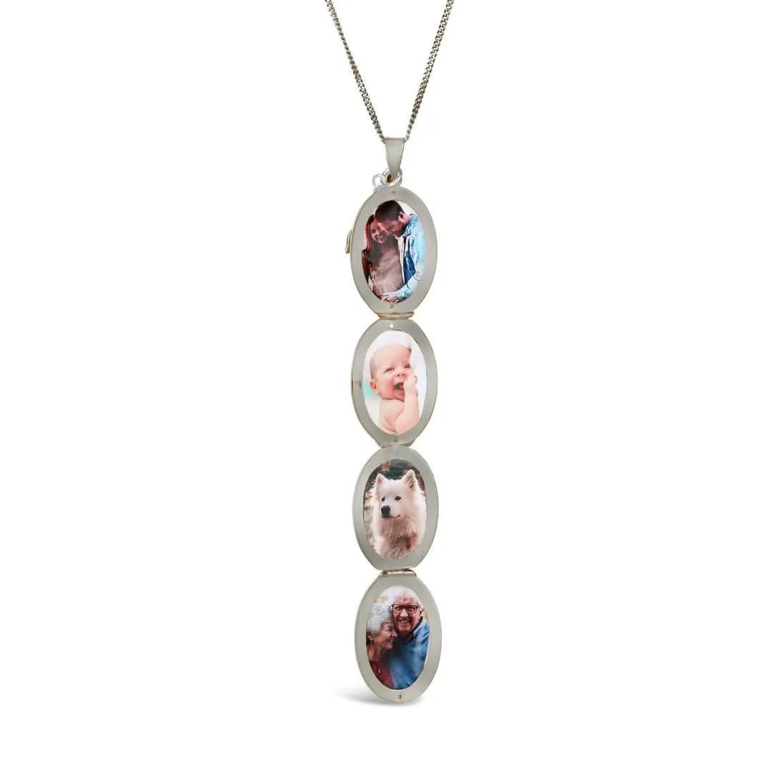 Four Photo Oval Butterfly Locket Silver & Gold   Photos