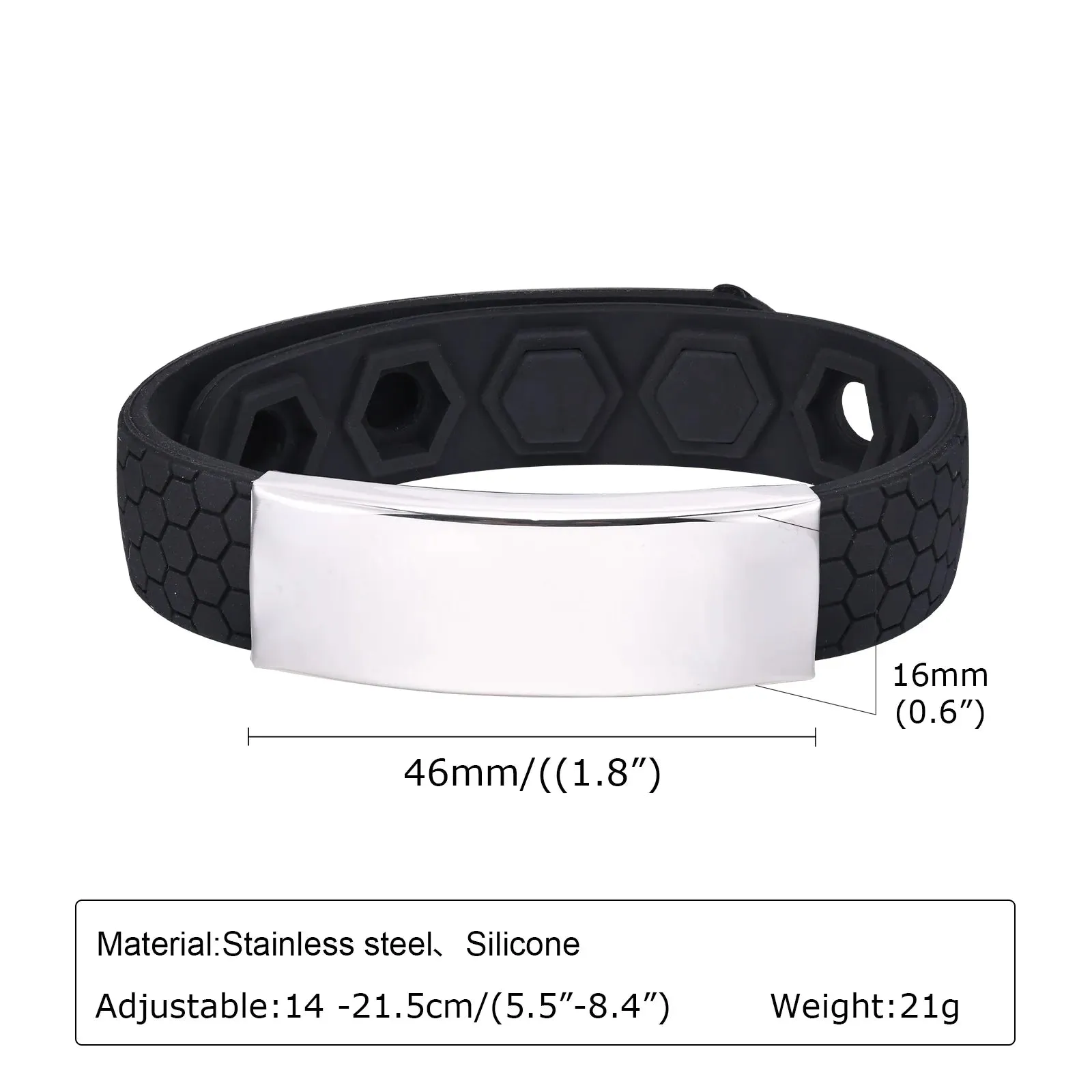 Free Engrave Silicone Bracelets for Men Boys