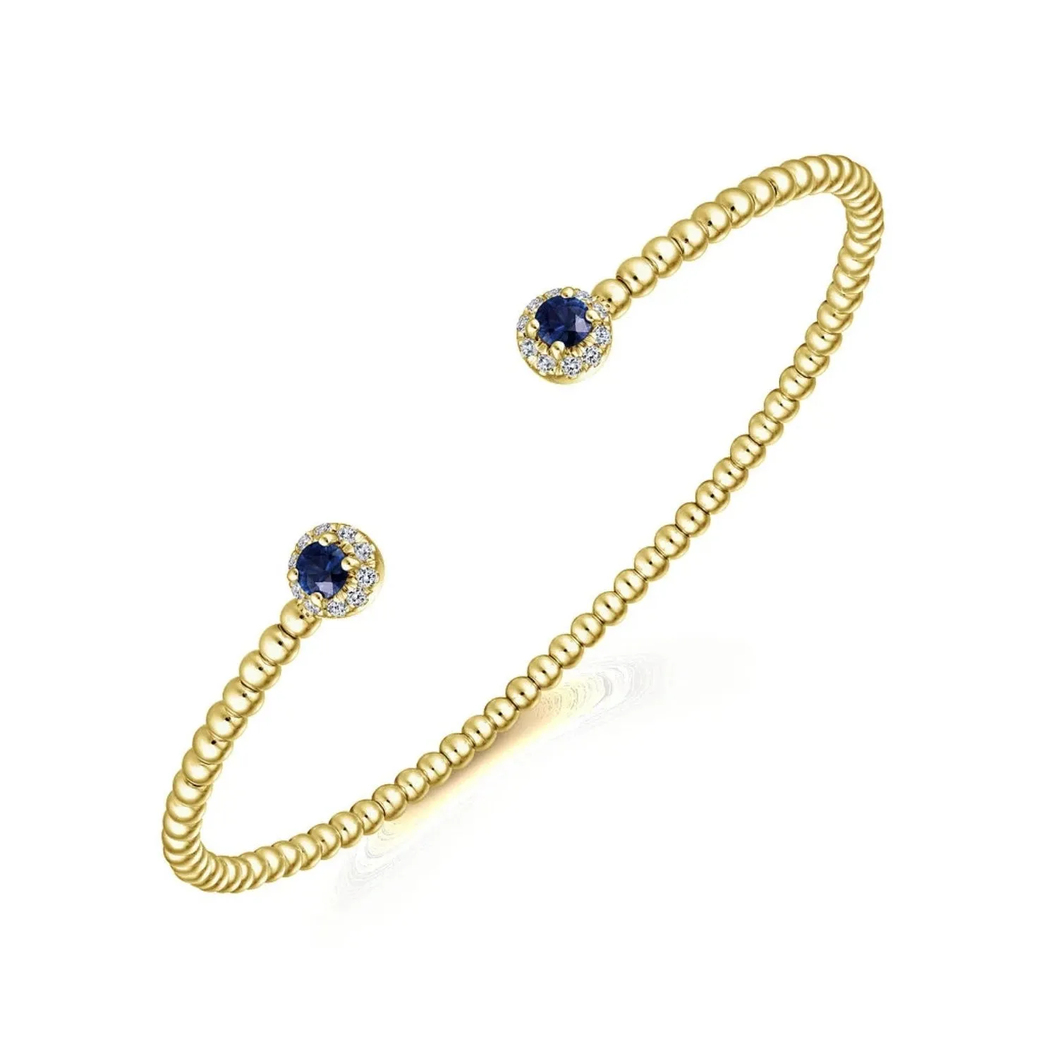 Gabriel & Co. Bujukan Open Bangle Sapphire & Diamond Halo Bracelet