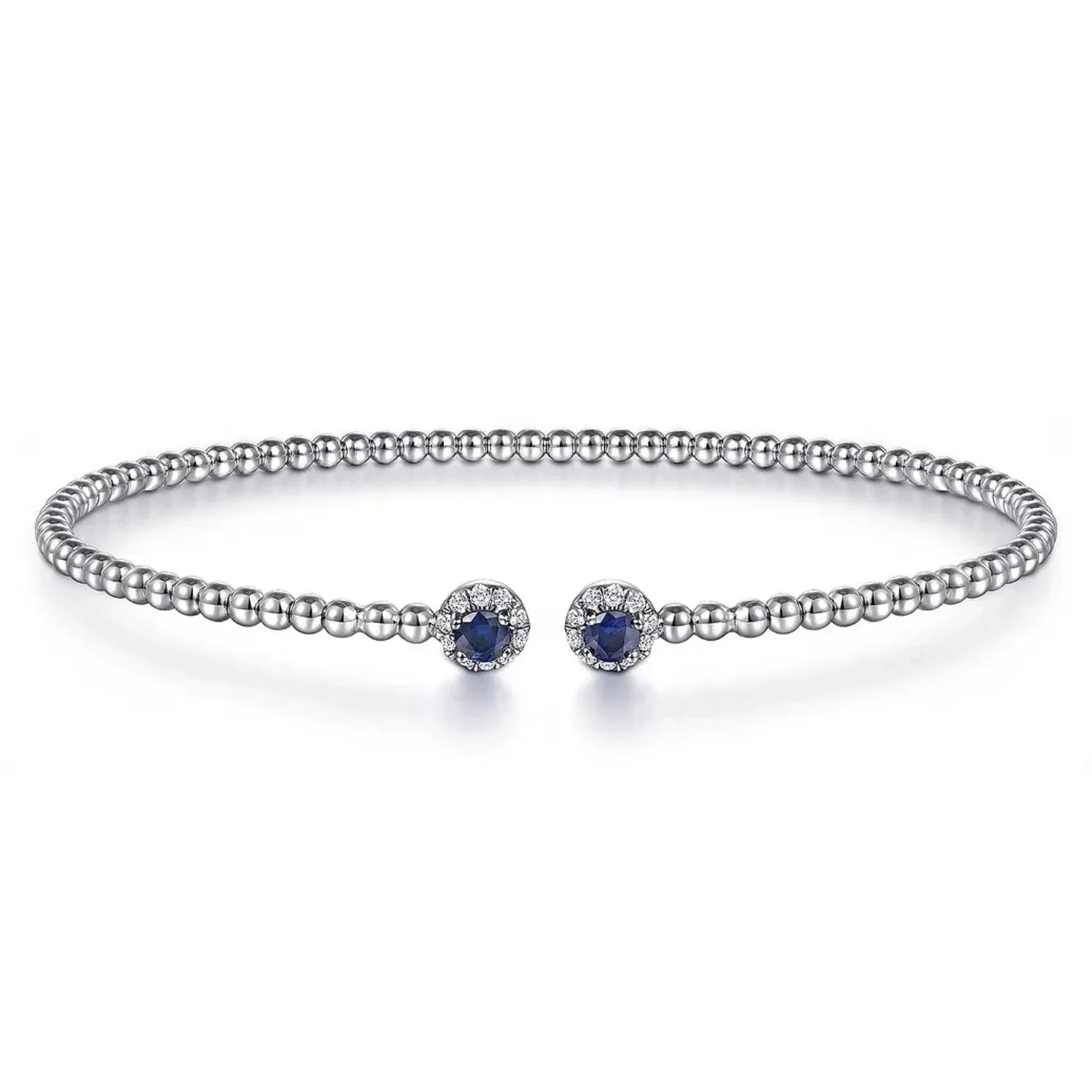 Gabriel & Co. Bujukan Open Bangle Sapphire & Diamond Halo Bracelet