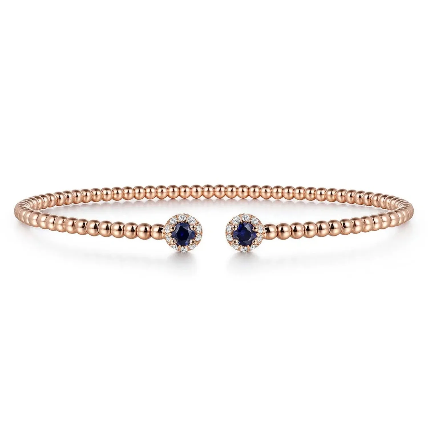 Gabriel & Co. Bujukan Open Bangle Sapphire & Diamond Halo Bracelet