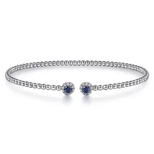 Gabriel & Co. Bujukan Open Bangle Sapphire & Diamond Halo Bracelet