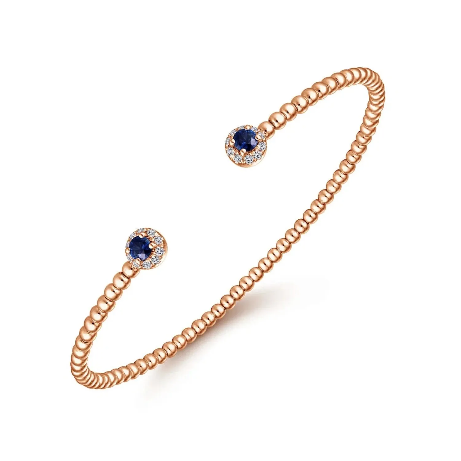 Gabriel & Co. Bujukan Open Bangle Sapphire & Diamond Halo Bracelet