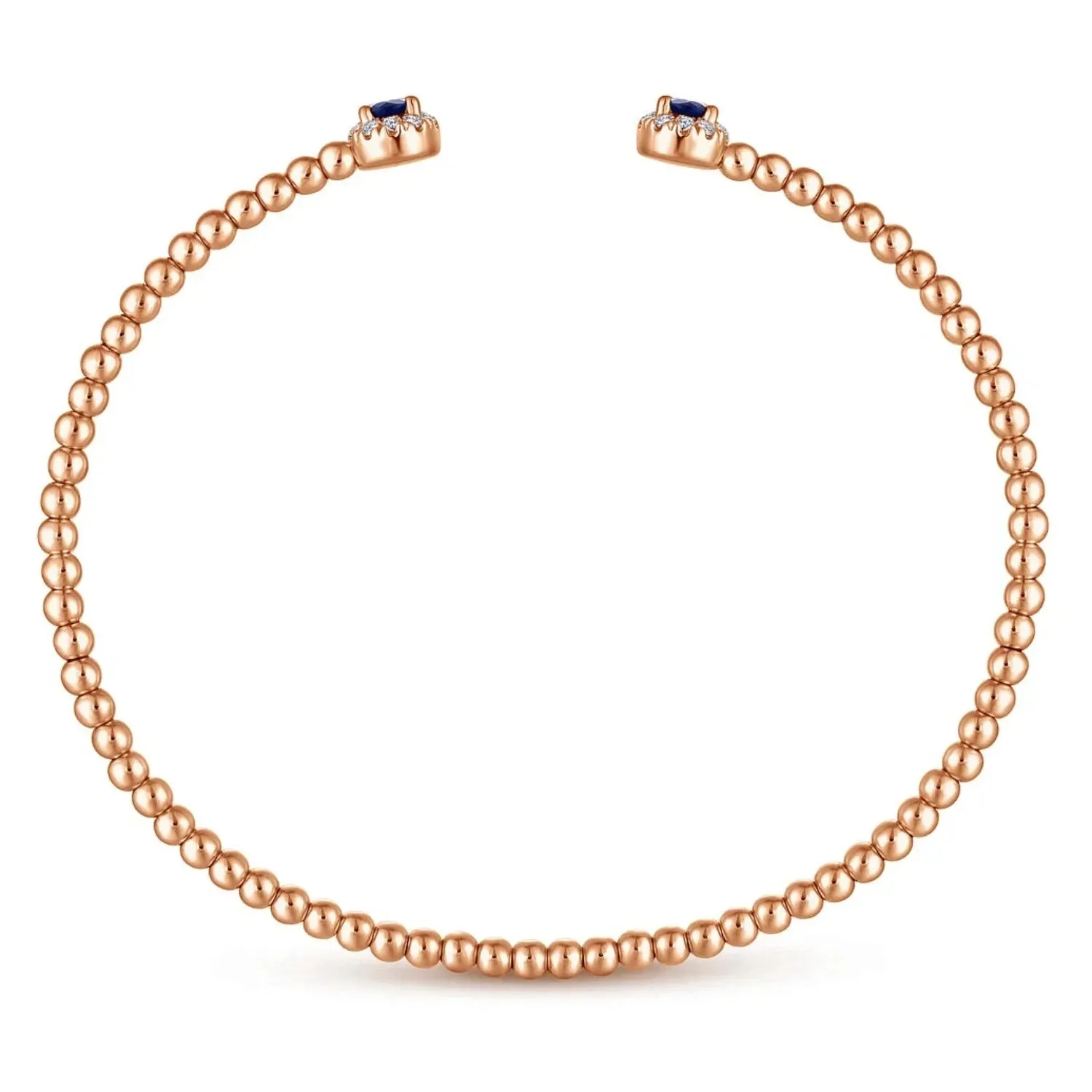 Gabriel & Co. Bujukan Open Bangle Sapphire & Diamond Halo Bracelet