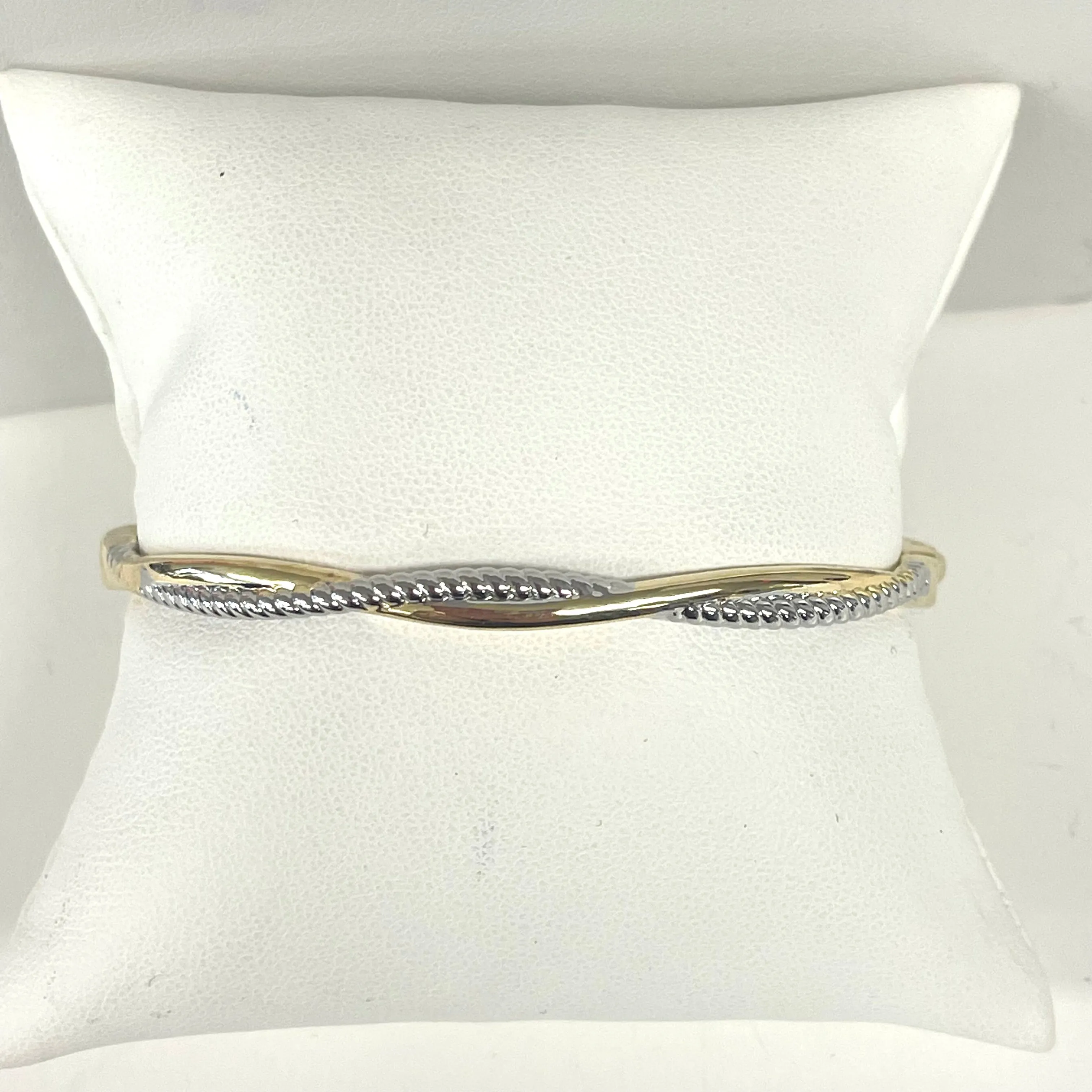 Gold And Silver Twist Style Push Lock Bangle