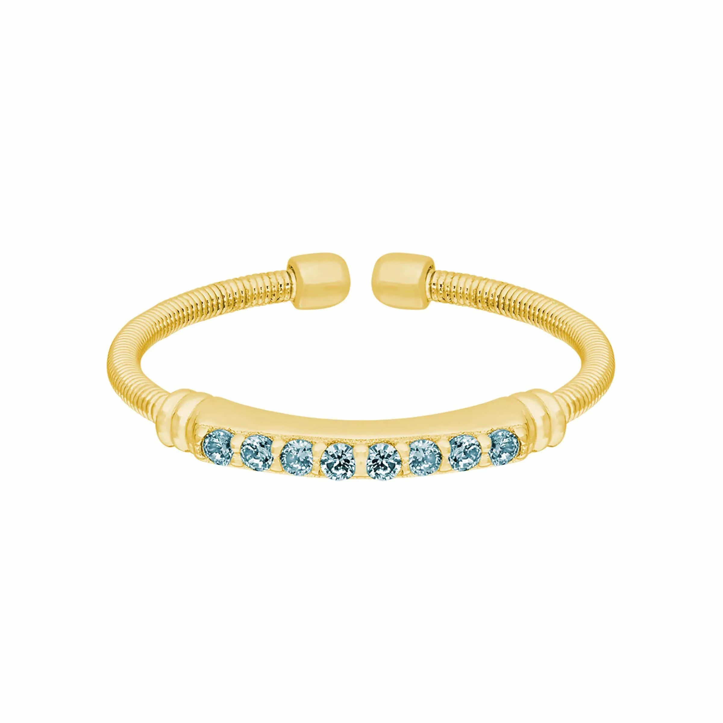 Gold Finish Sterling Silver Aquamarine Birth Gems March Ring - LL7004R3-G