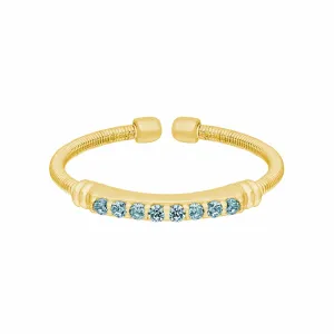 Gold Finish Sterling Silver Aquamarine Birth Gems March Ring - LL7004R3-G