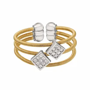 Gold Finish Sterling Silver Three Cable Cuff Ring - LL7001R-G/RH