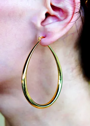 Gold Plated Oblong Classic Hoops