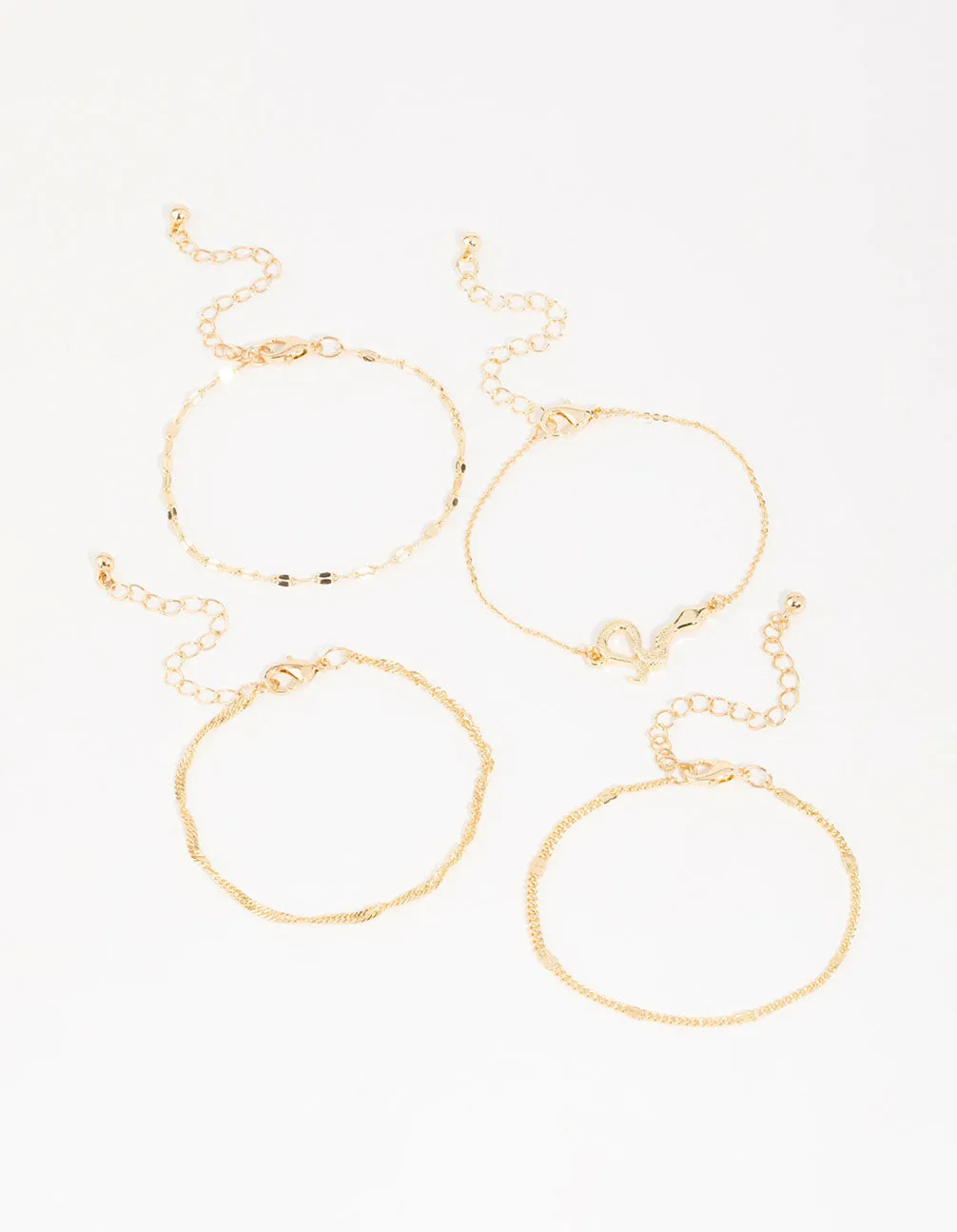 Gold Snake Bracelets 4-Pack