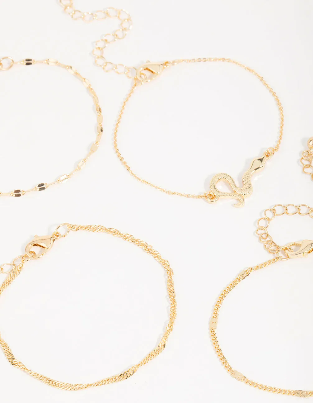 Gold Snake Bracelets 4-Pack