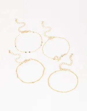 Gold Snake Bracelets 4-Pack