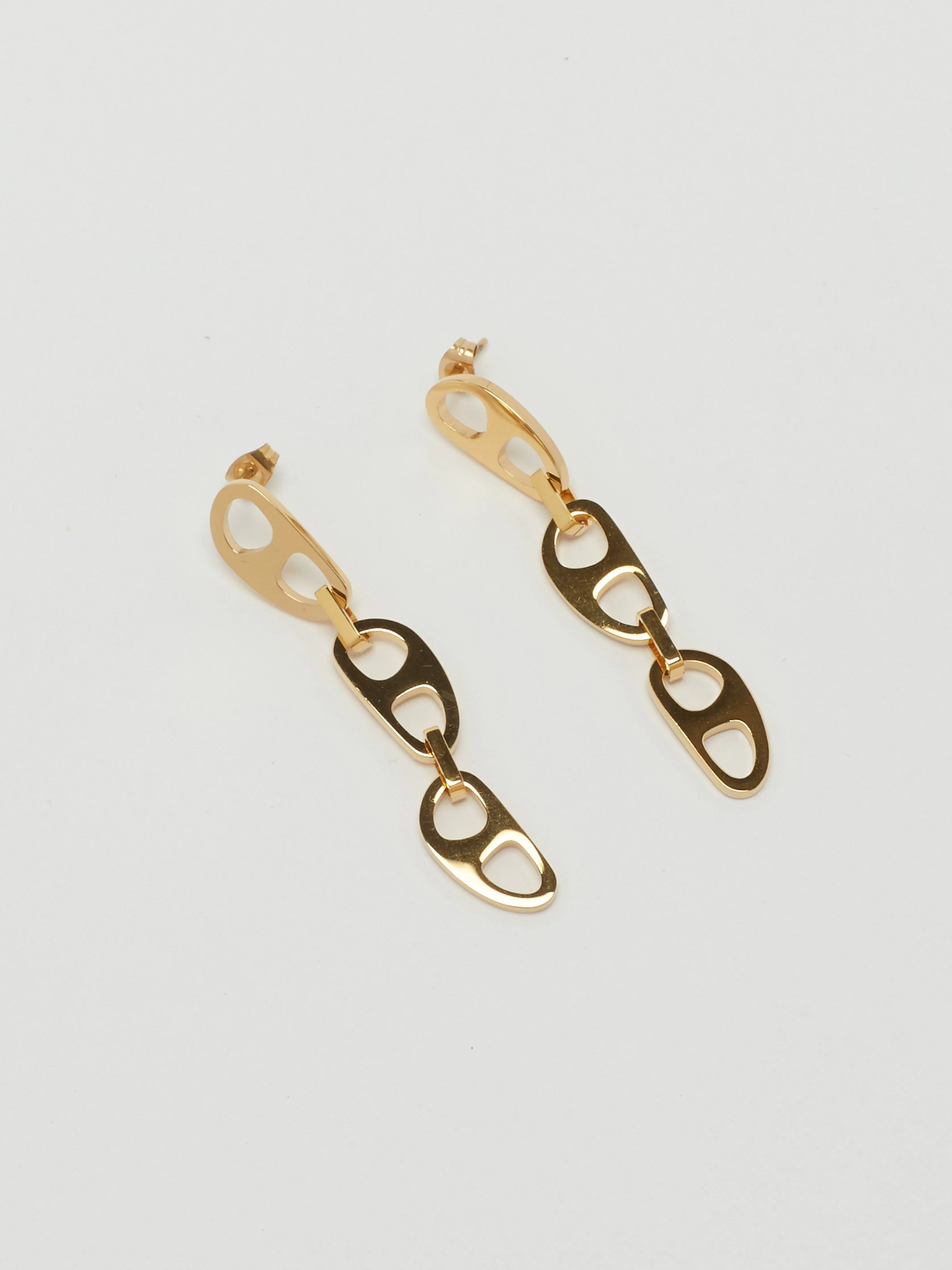 Gold Tab Drop Earrings