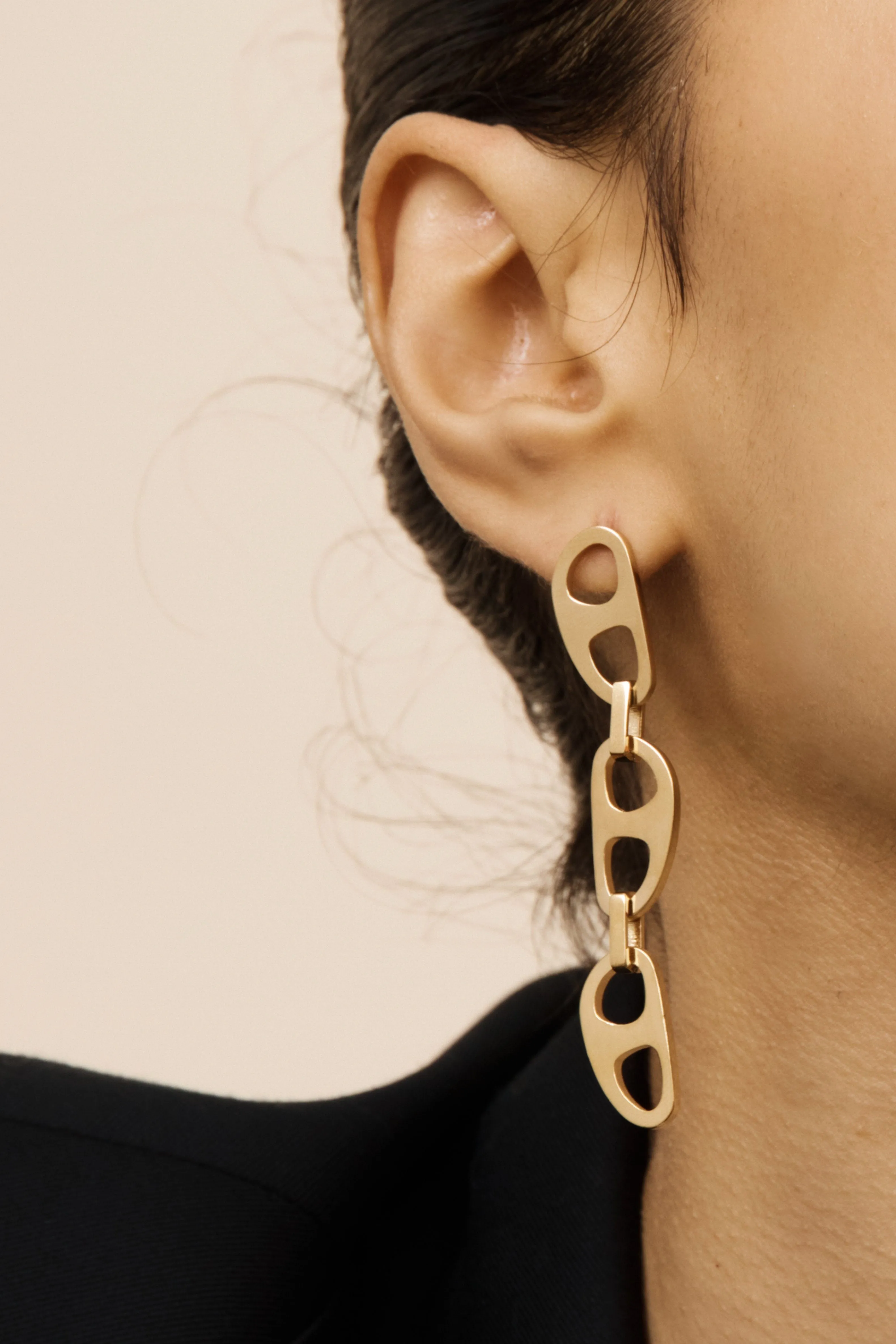 Gold Tab Drop Earrings