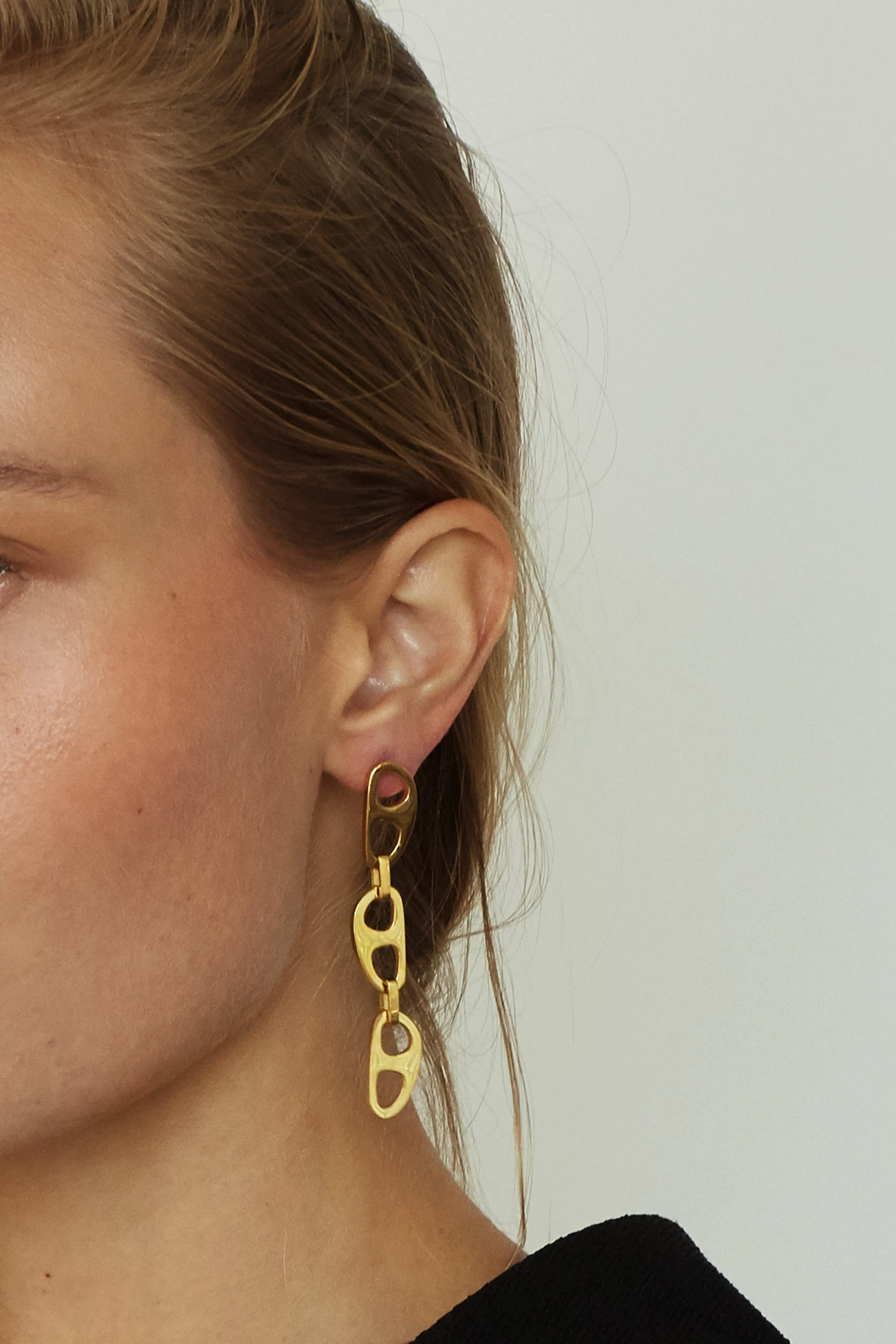Gold Tab Drop Earrings
