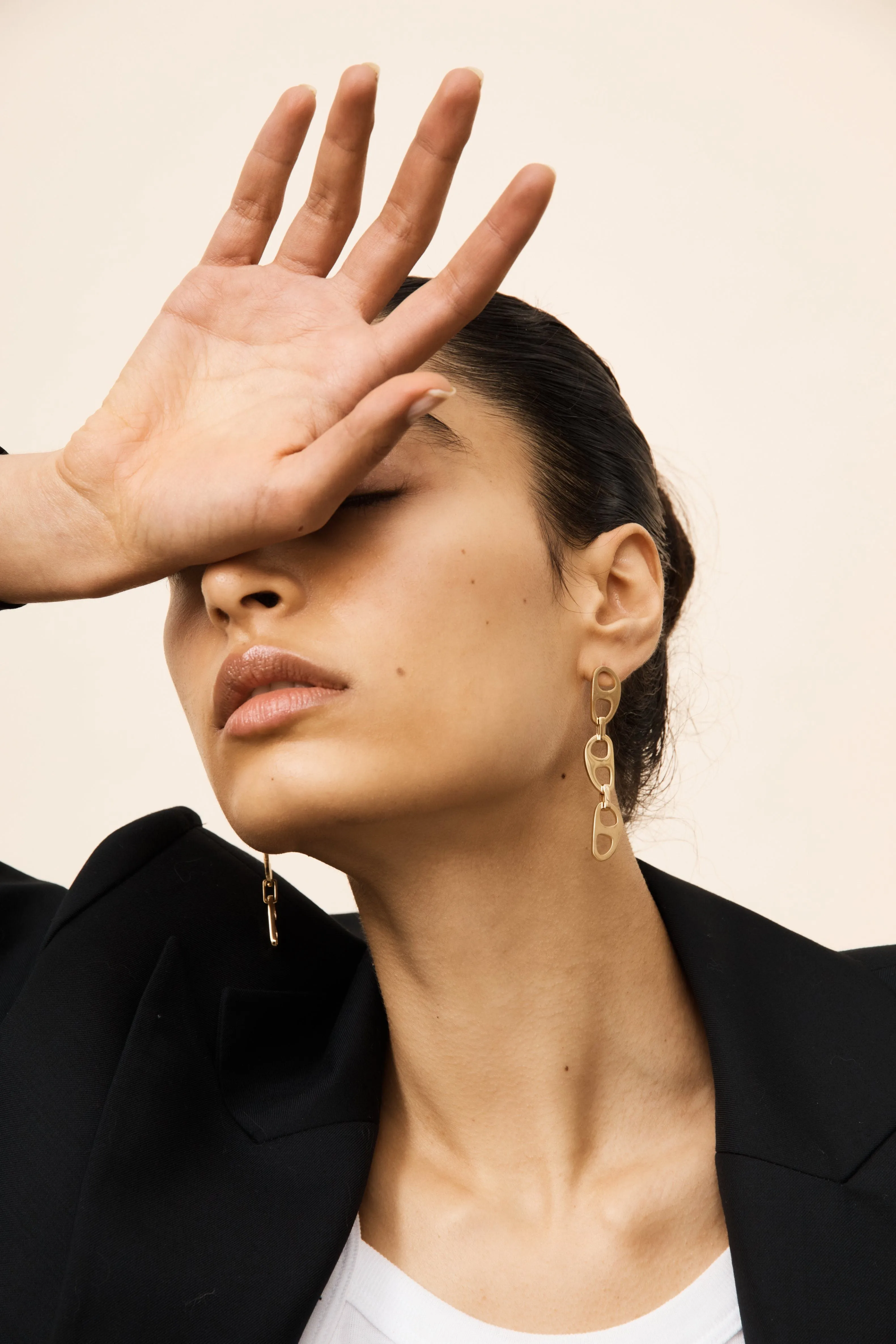 Gold Tab Drop Earrings