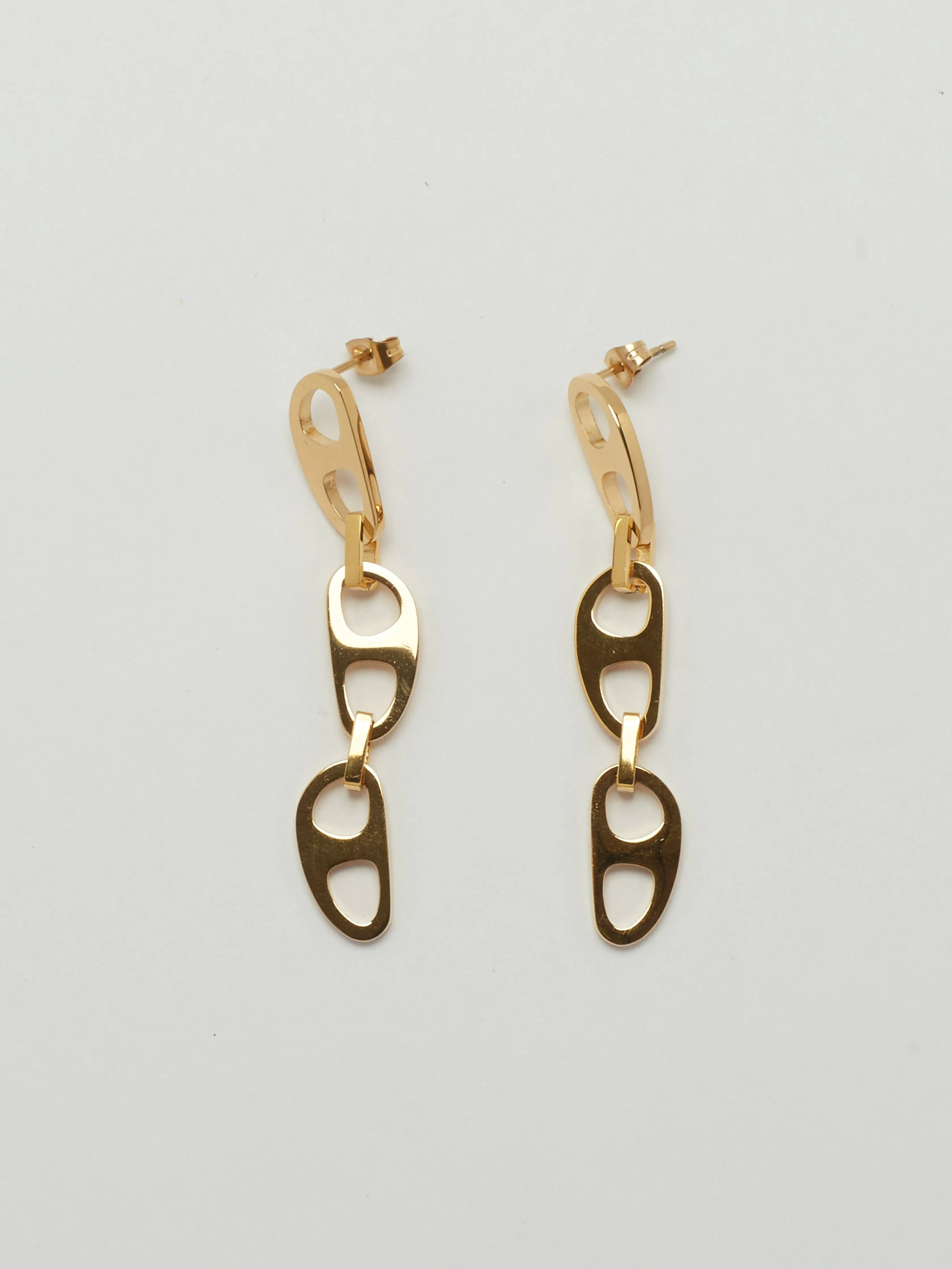 Gold Tab Drop Earrings