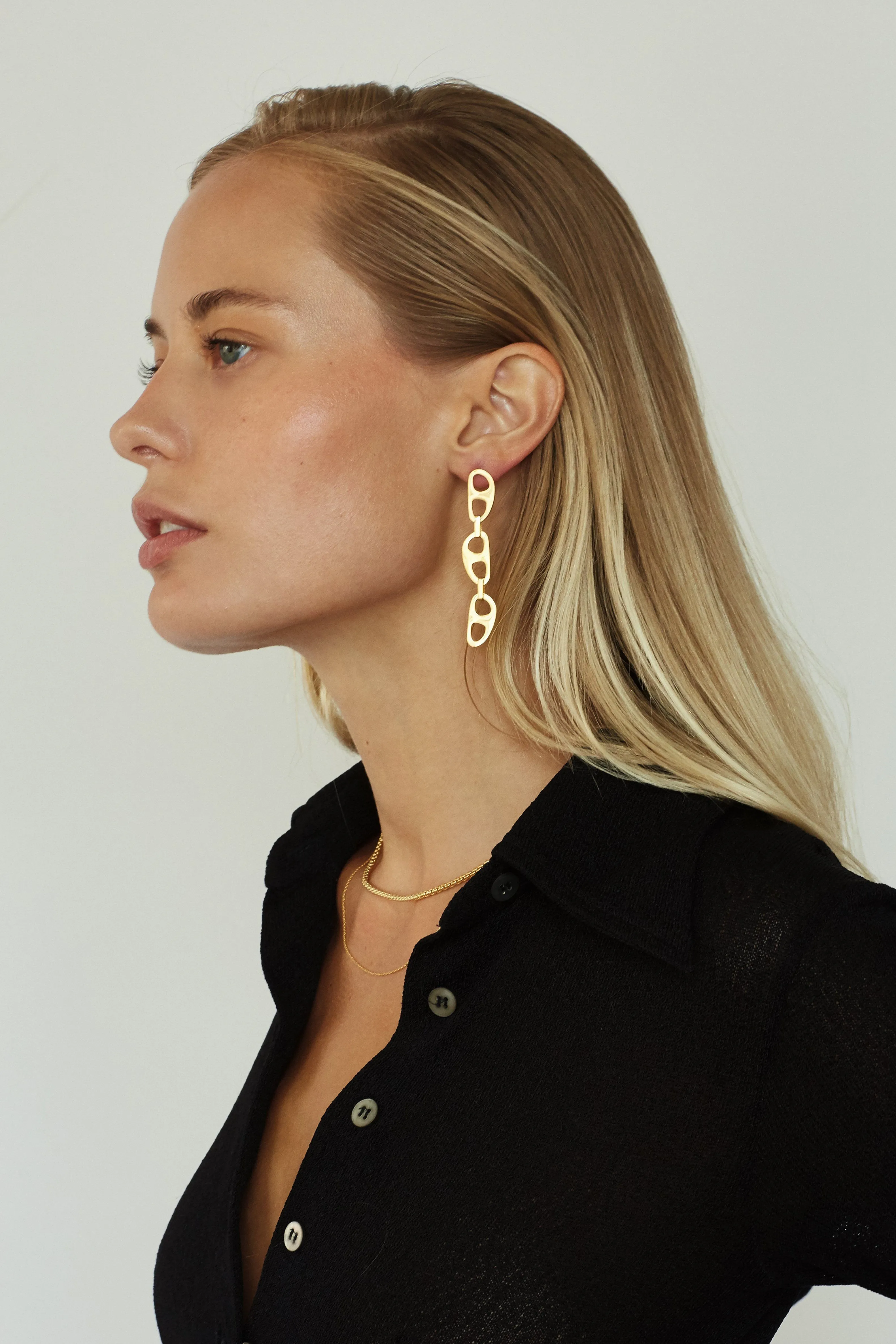 Gold Tab Drop Earrings
