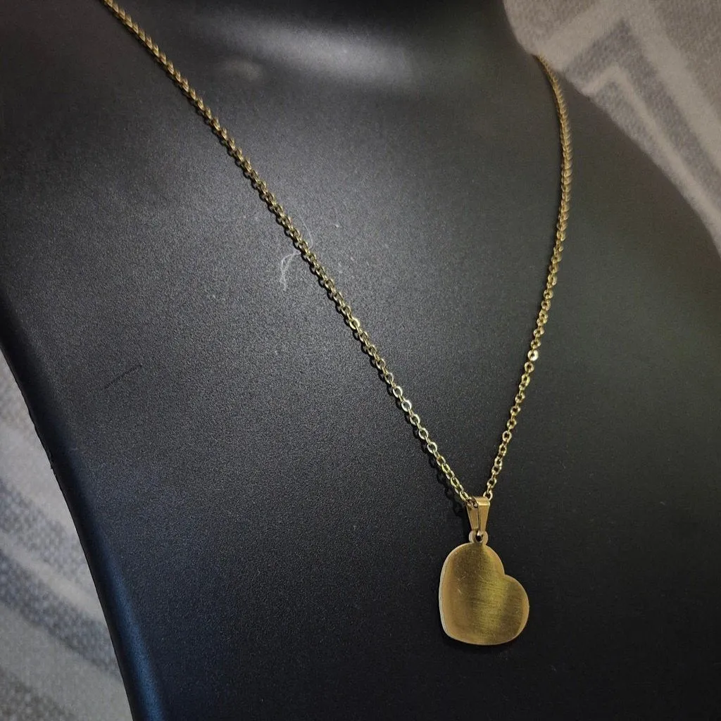 Golden heart stylish chain_2 solid pendant with matching ear tops tarnish free for Girls women others