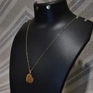 Golden heart stylish chain_2 solid pendant with matching ear tops tarnish free for Girls women others