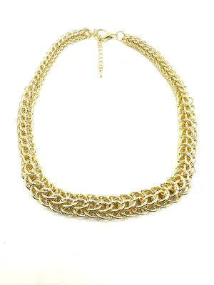 Golden Textured Links Necklace