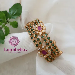Green Matte Gold Bangles
