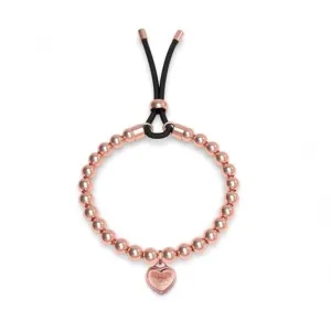Guess Rose Gold Logo Plaque Bracelet With Black Cord UBB78037