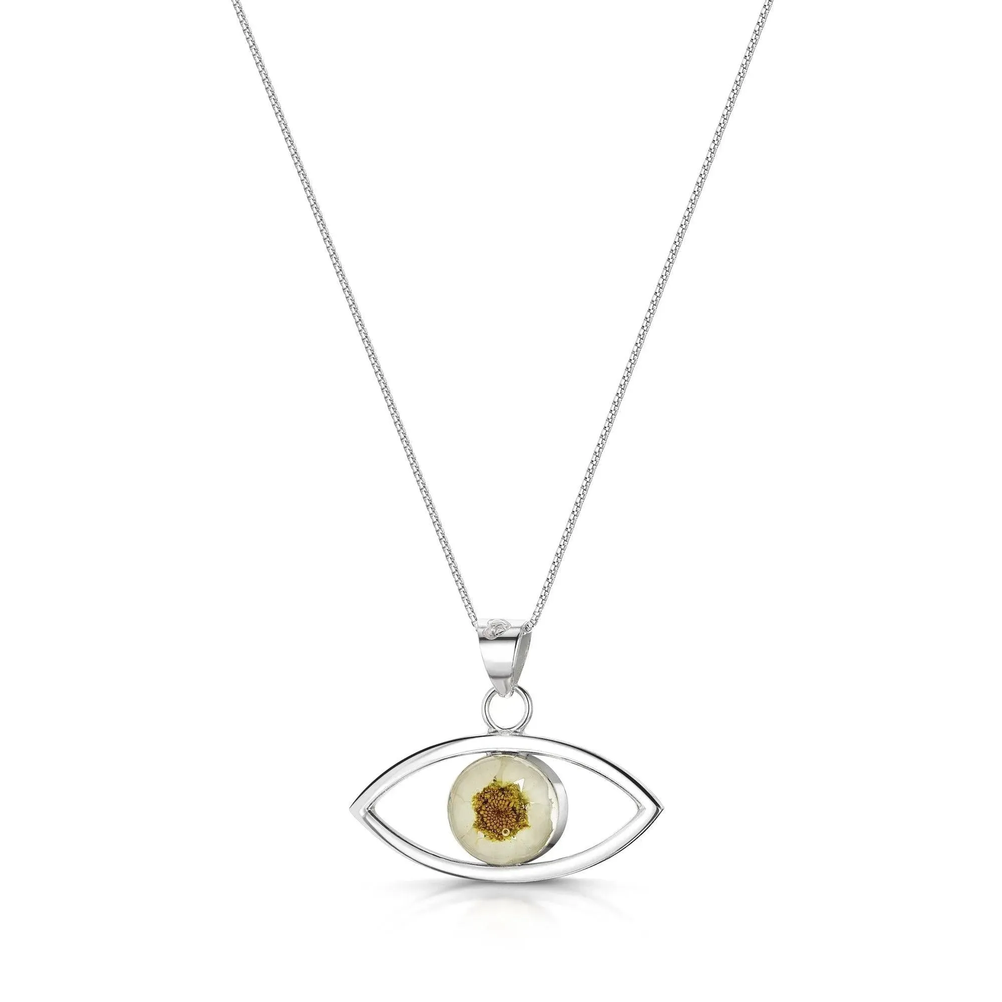 Handmade Real Daisy Evil Eye Pendant Necklace - Sterling Silver | Shrieking Violet®