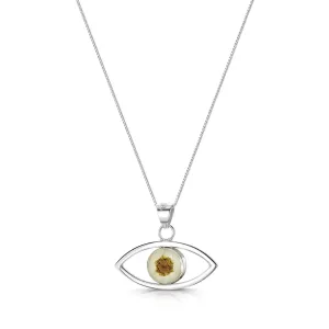 Handmade Real Daisy Evil Eye Pendant Necklace - Sterling Silver | Shrieking Violet®