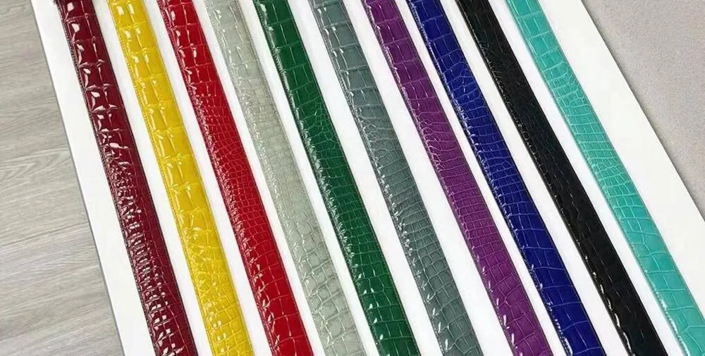 High Shiny Beaded Nile Crocodile Skin Leather Belt