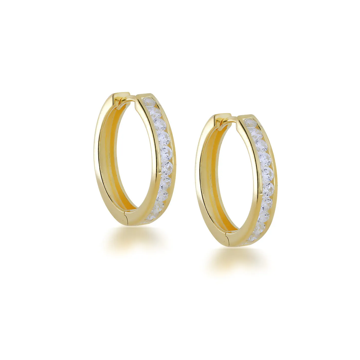 Hinge Hoop Earrings - Medium Stone-Set