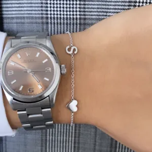 Horizontal Initial   Heart Bracelet