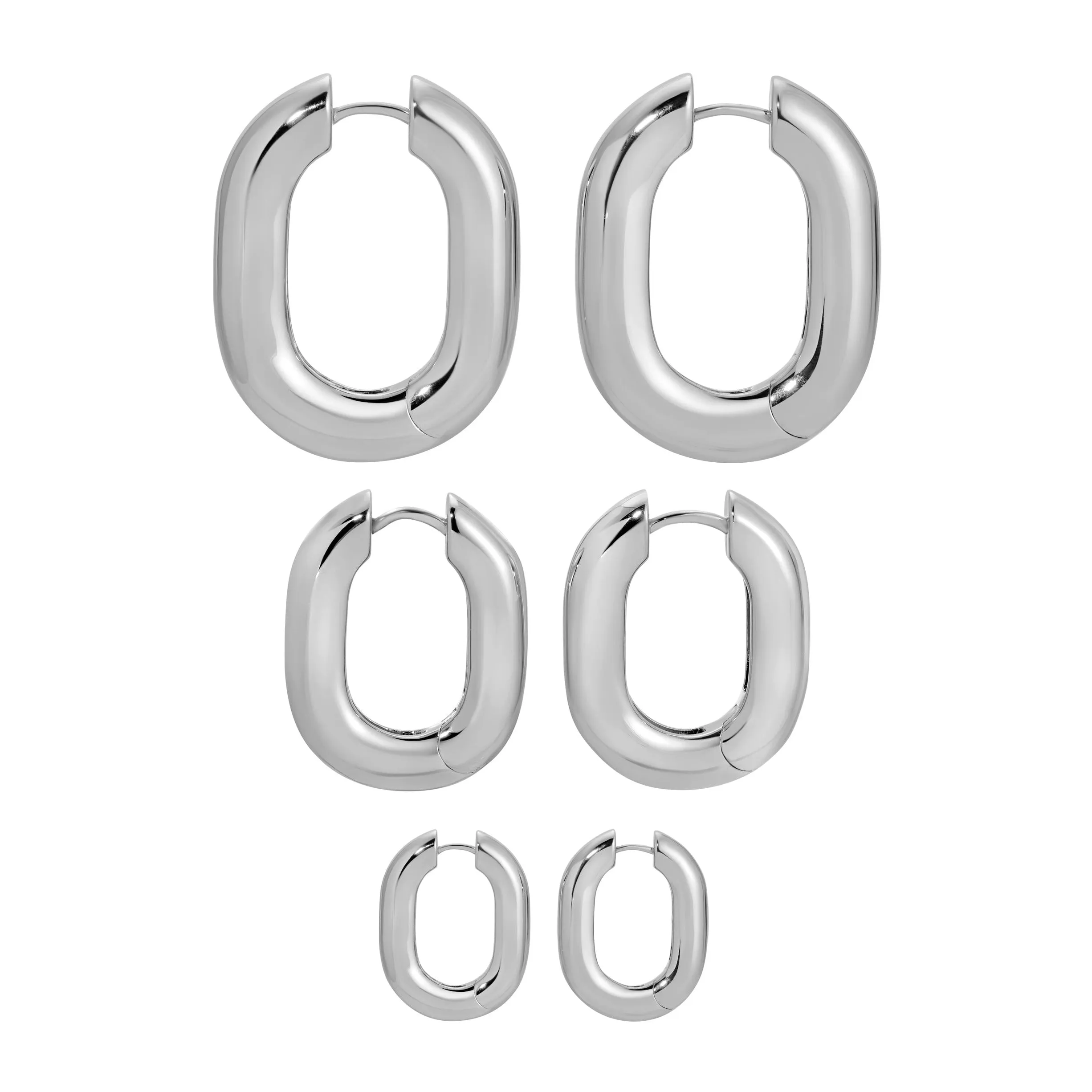 Icon Oval Hoops - Silver Medium