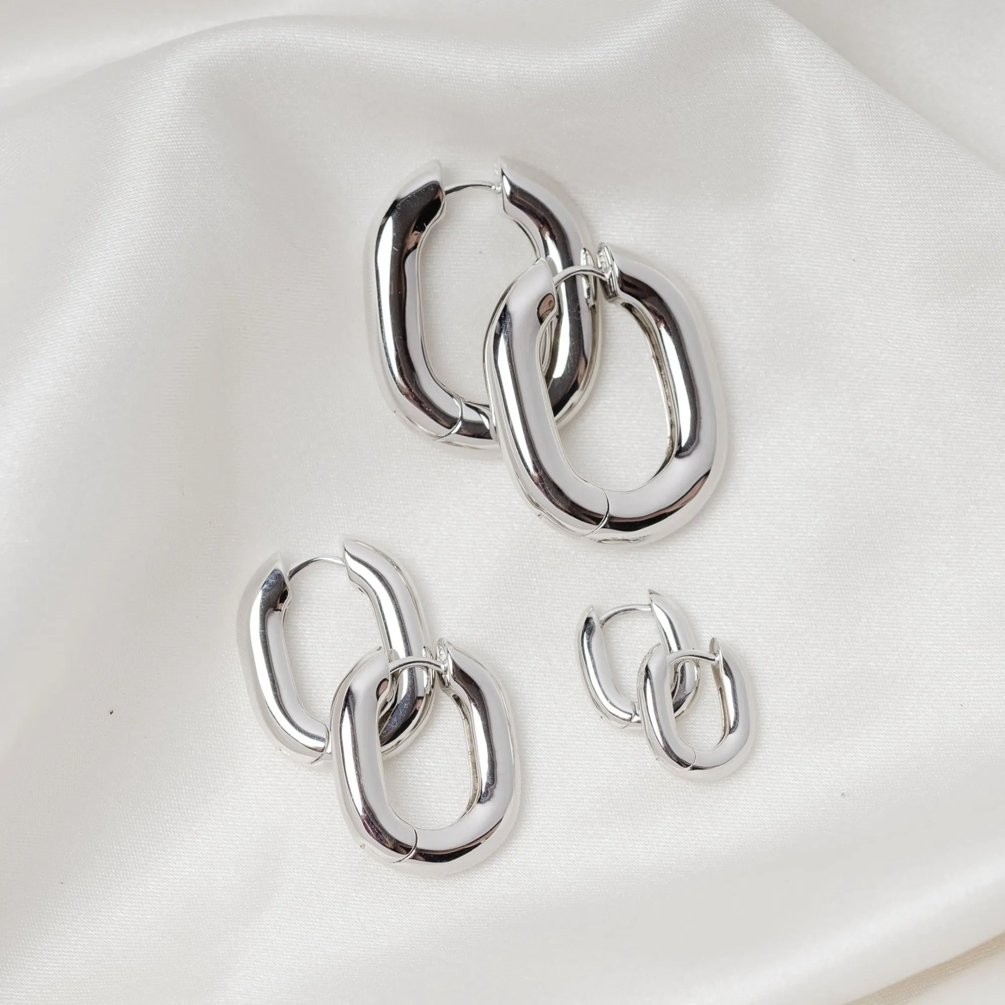 Icon Oval Hoops - Silver Medium