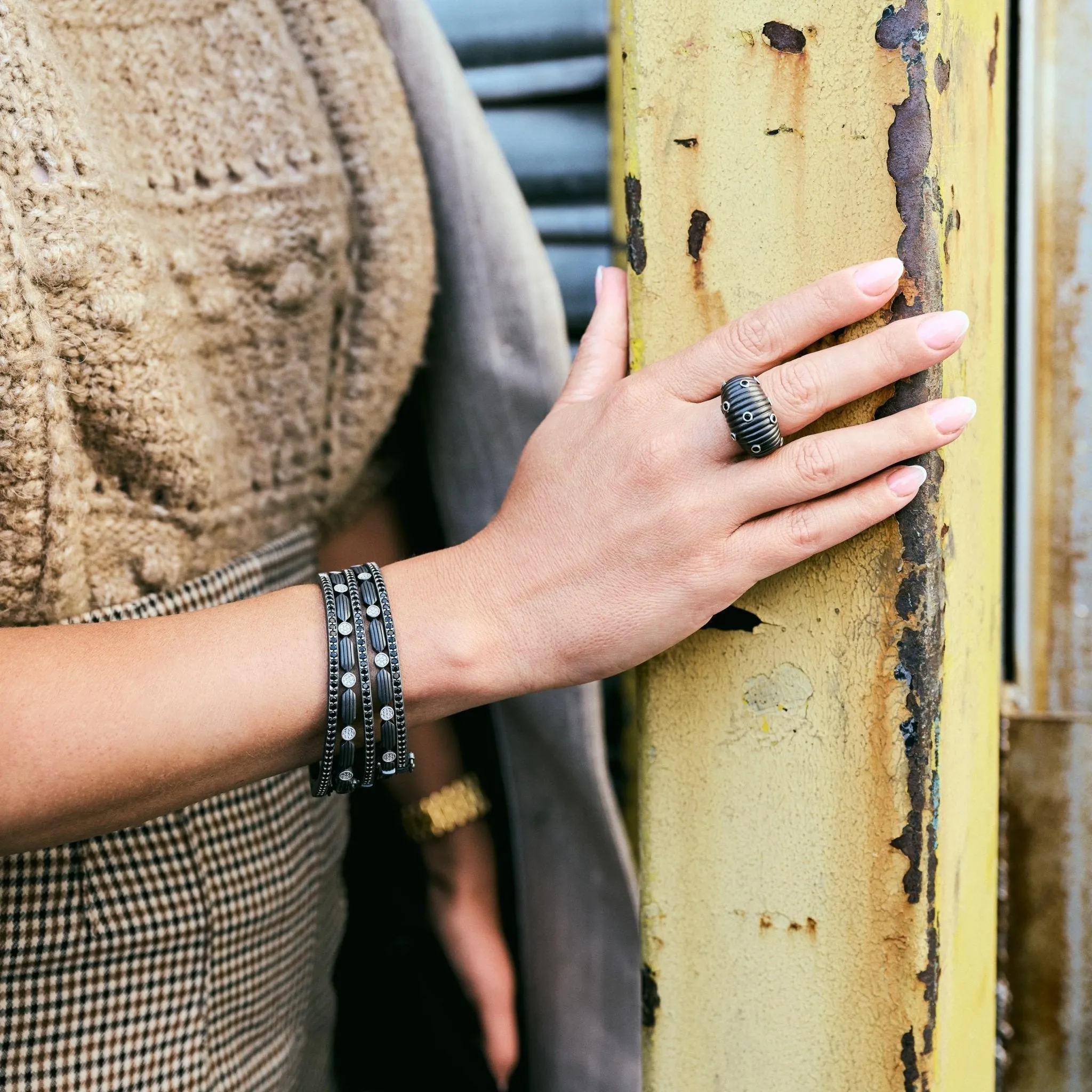 Industrial Finish Honeycomb Metro Hinge Bracelet
