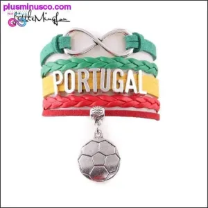 Infinity charm Portugal bracelet soccer charm Unisex leather