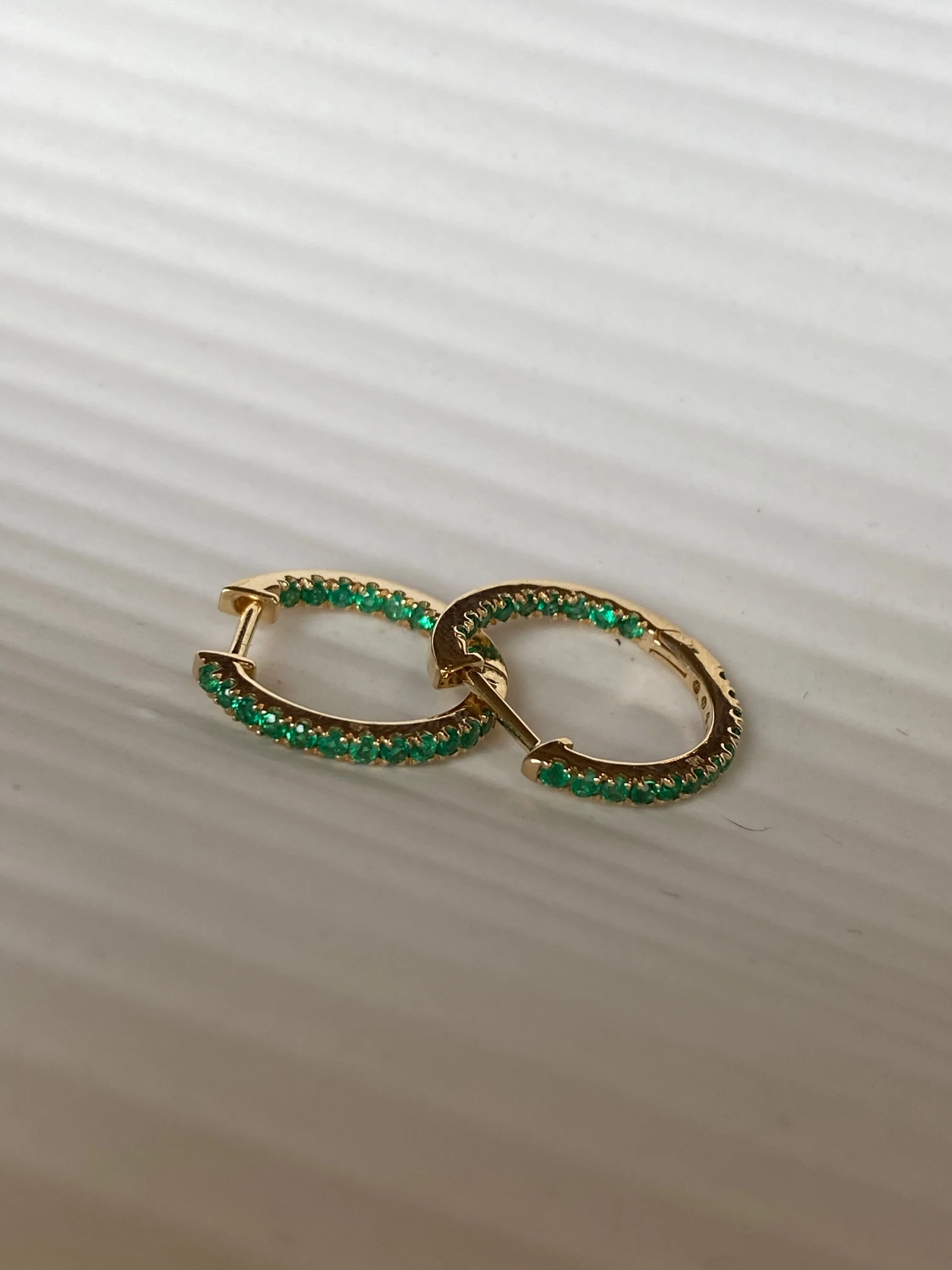 Kelly Emerald 14k Gold Hoops