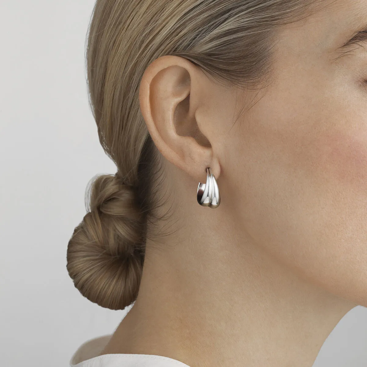 Large Curve Silver Earrings