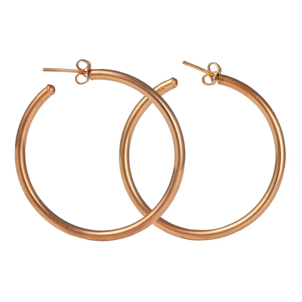 Large Rose Gold Plated Sterling Silver Hoops