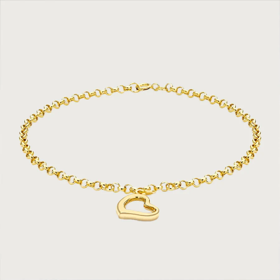 Lattice Heart Charm Necklace   Ouro Floating Heart Charm Bracelet in 9K Gold