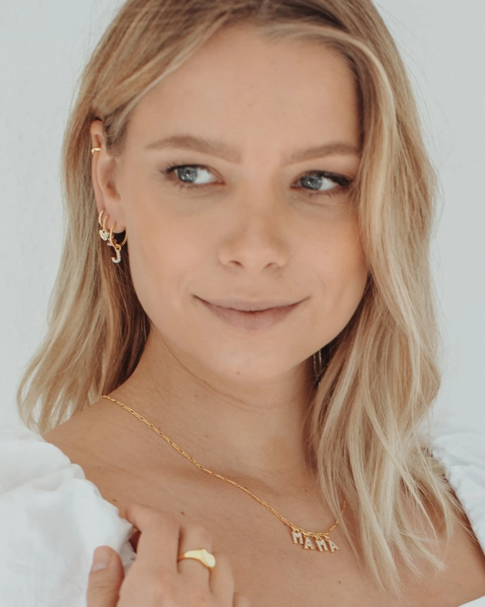 Love Local Mini Malea Hoops With Letter Charms