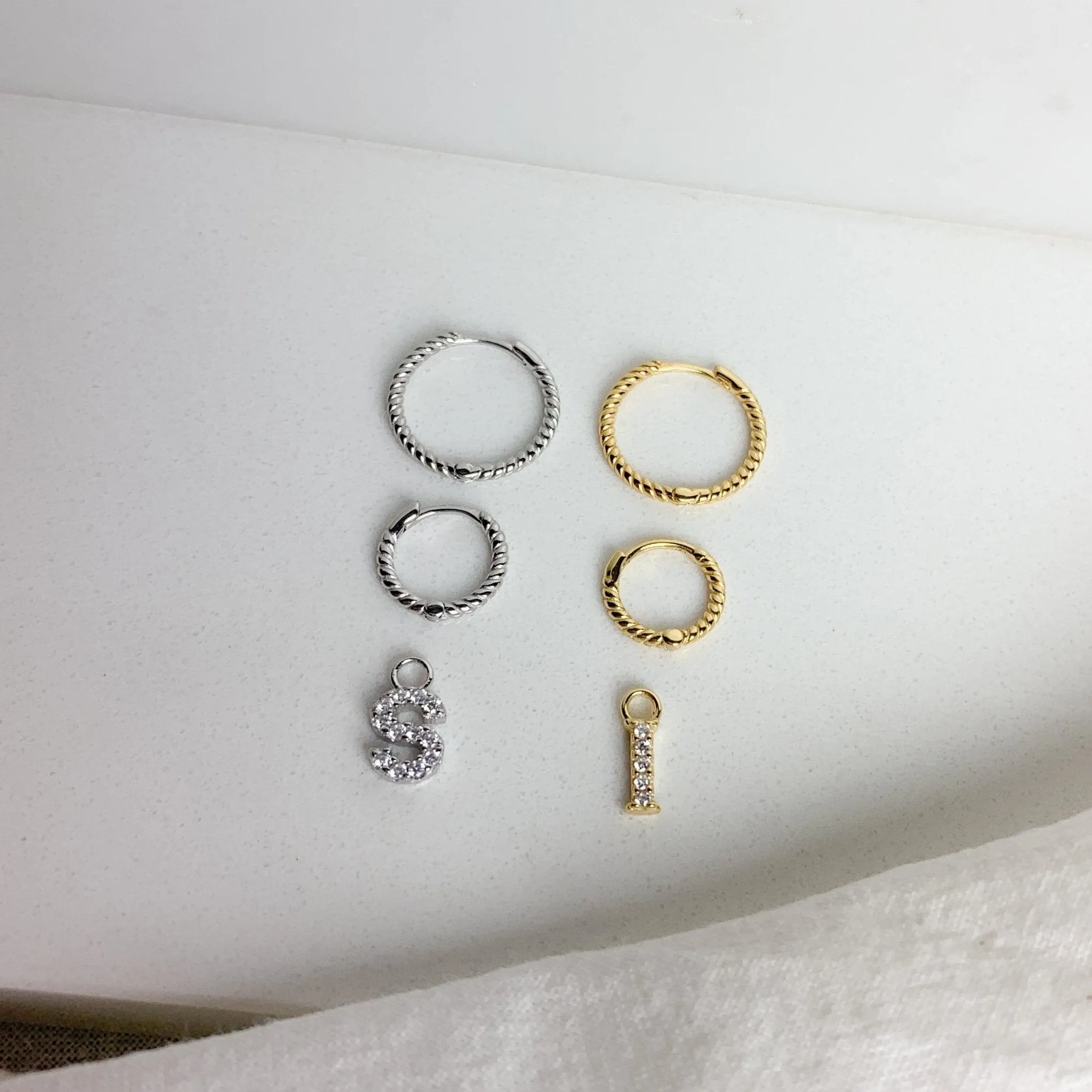 Love Local Mini Malea Hoops With Letter Charms
