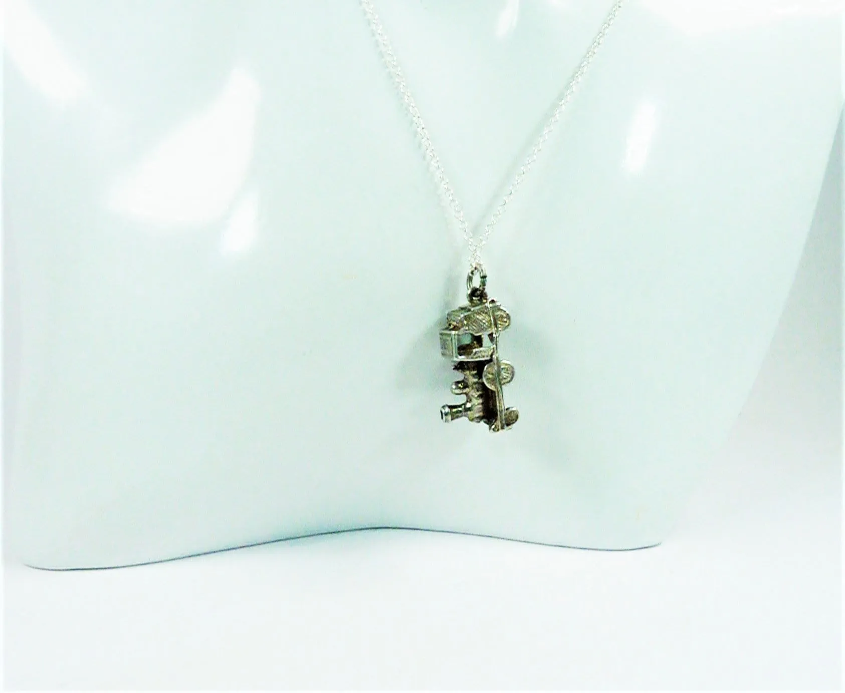 Lucky 1950s Sterling Silver Steam Train With Sterling Silver Necklace