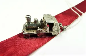 Lucky 1950s Sterling Silver Steam Train With Sterling Silver Necklace