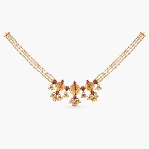 Matsya Pearl String Statement Silver Necklace