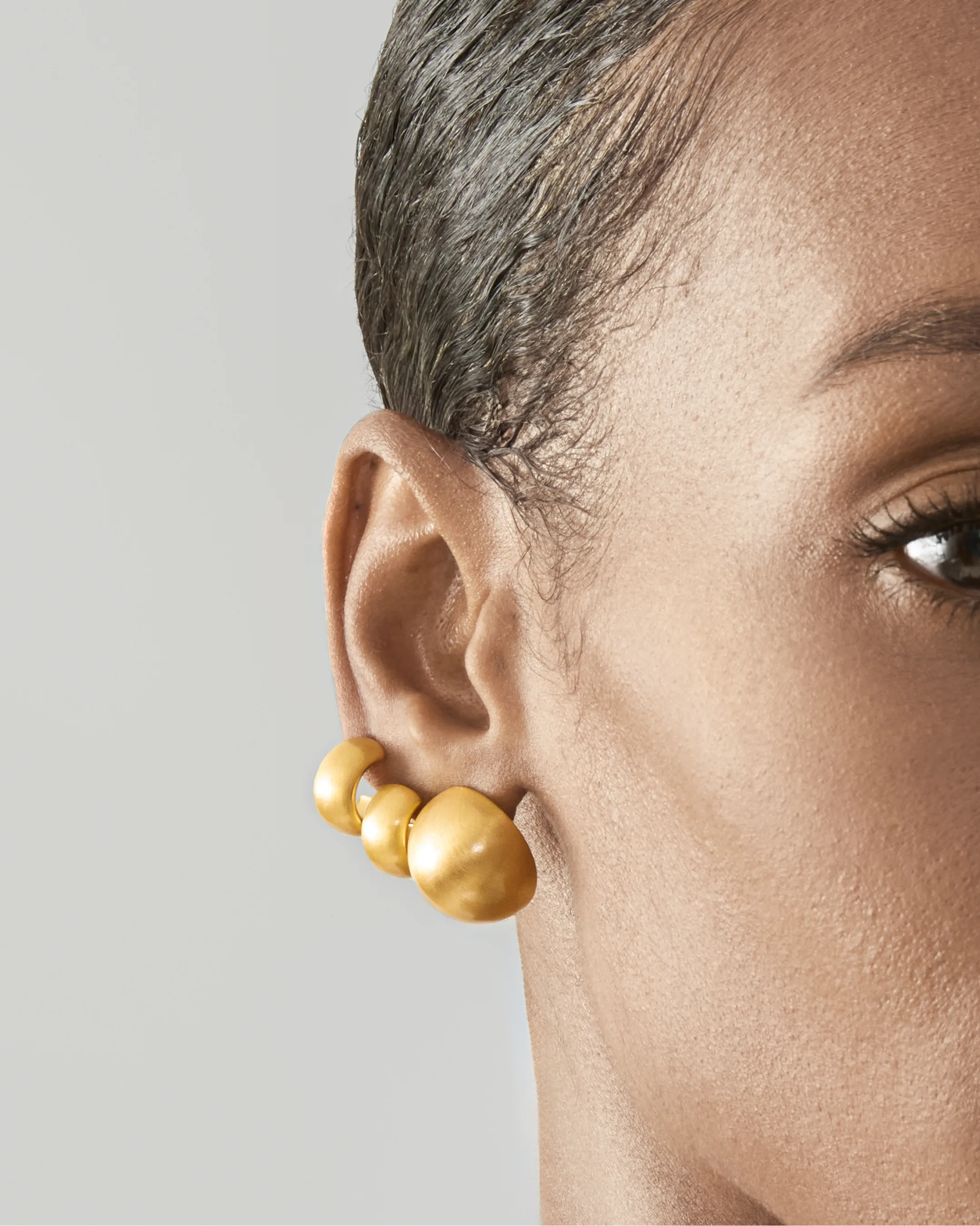 Matte Arc Demi Hoop Earrings in Gold