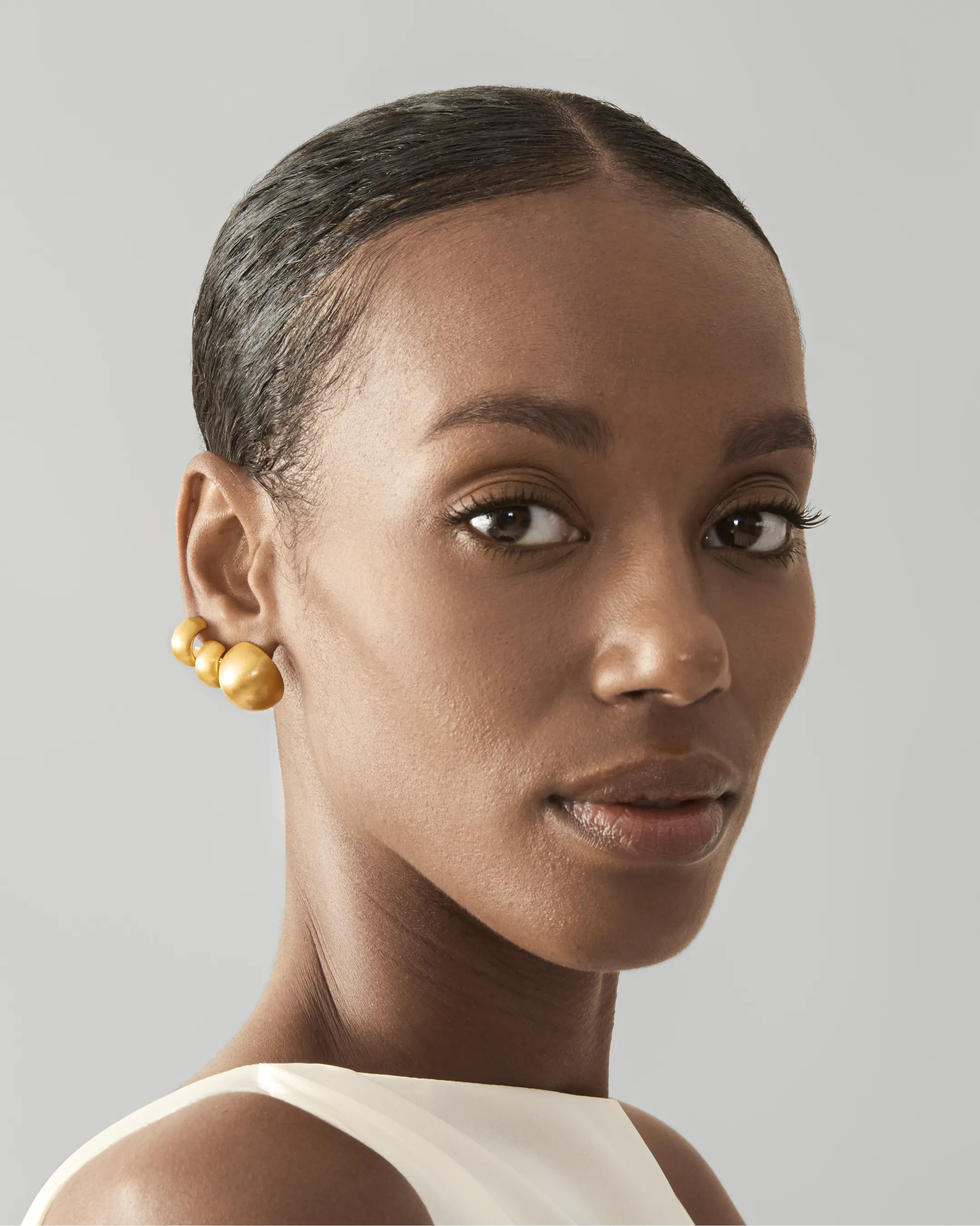 Matte Arc Demi Hoop Earrings in Gold