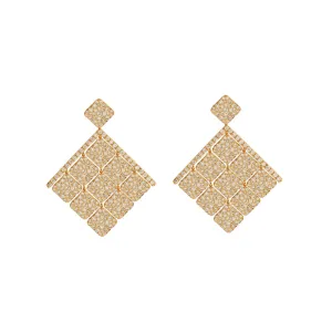 Medium Tile Pavé Curtain Earrings Y-D