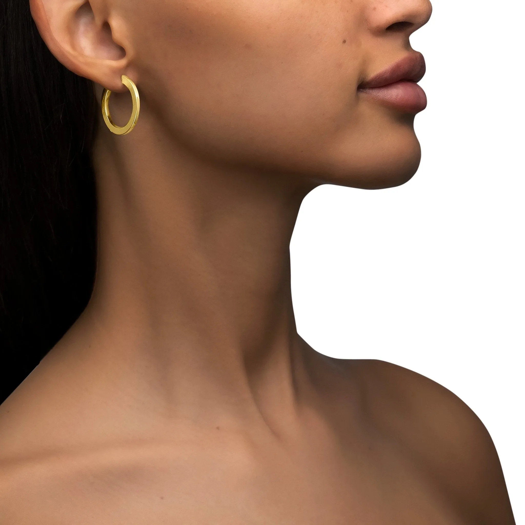 Medium Yellow Gold Plain Hoop Earrings
