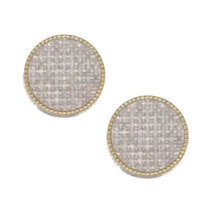 Men's Beaded Round Micro-Pavé Diamond Stud Earrings 0.60ct 10K Yellow Gold